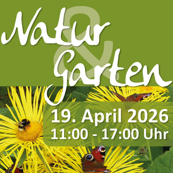 Ein Bild mit Veranstaltungshinweis und Blumen