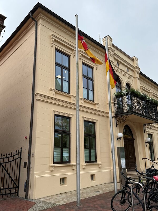 Bild vergr&ouml;&szlig;ern: Flaggen am Rathaus