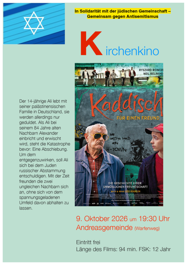 Bild vergr&ouml;&szlig;ern: Kirchenkino - Gemeinsam gegen Antisemitismus - Kaddisch f&uuml;r einen Freund